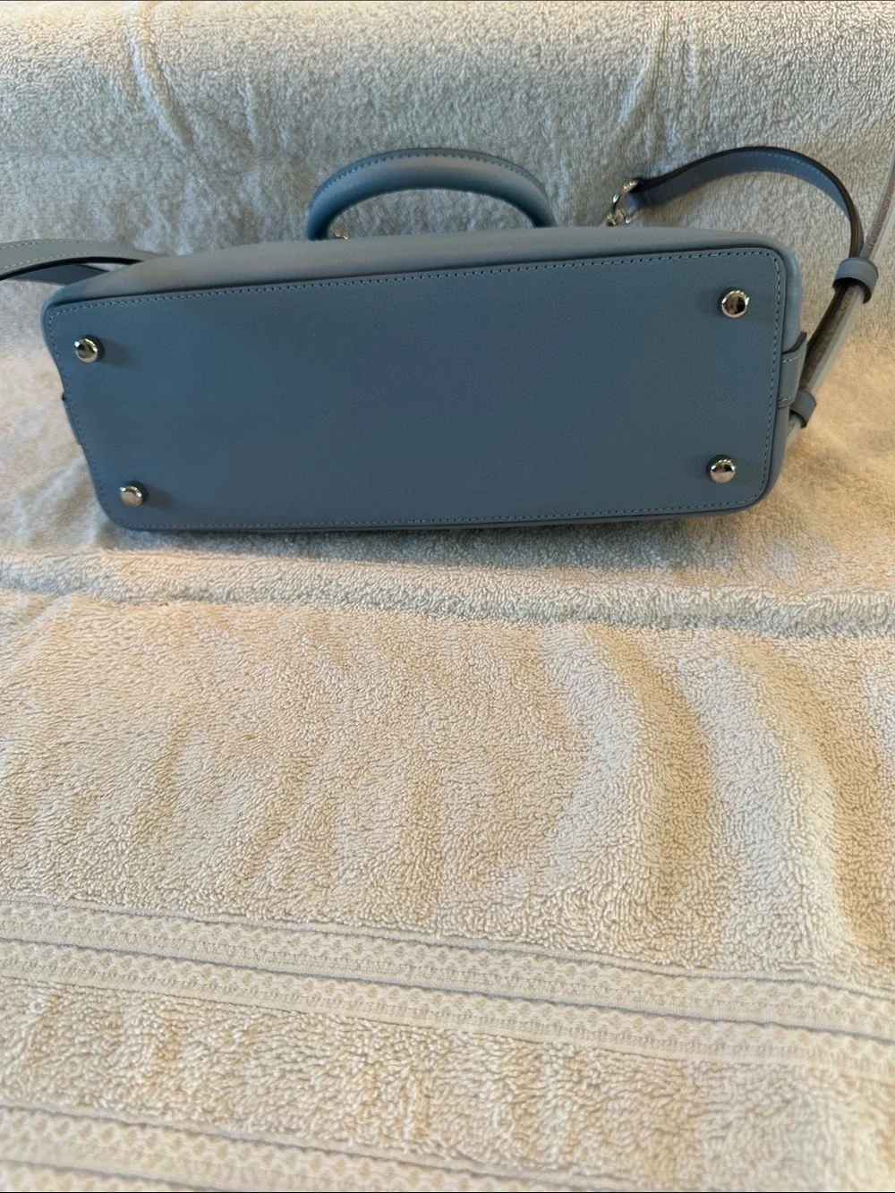 Coach Dome Satchel in Black and Light Blue